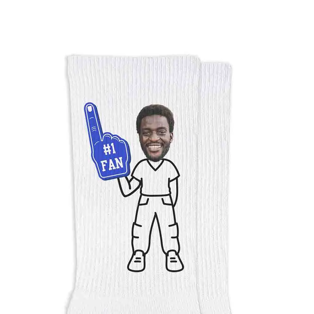 #1 Fan Photo Socks for Men Printed on Cotton Crew Socks