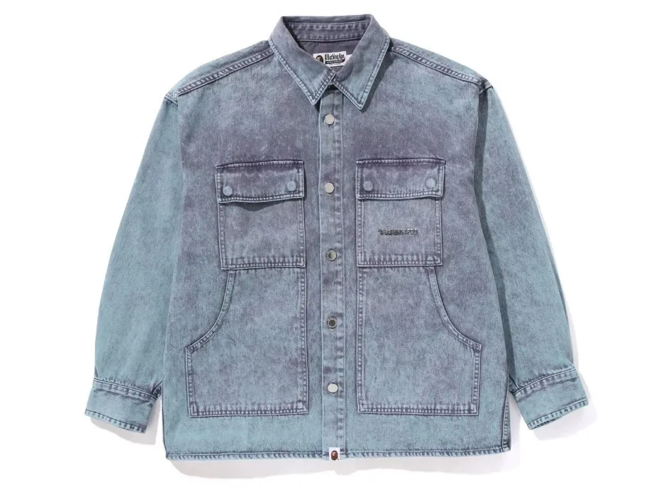 A BATHING APE  |Button-down Camouflage Denim Street Style Long Sleeves Plain