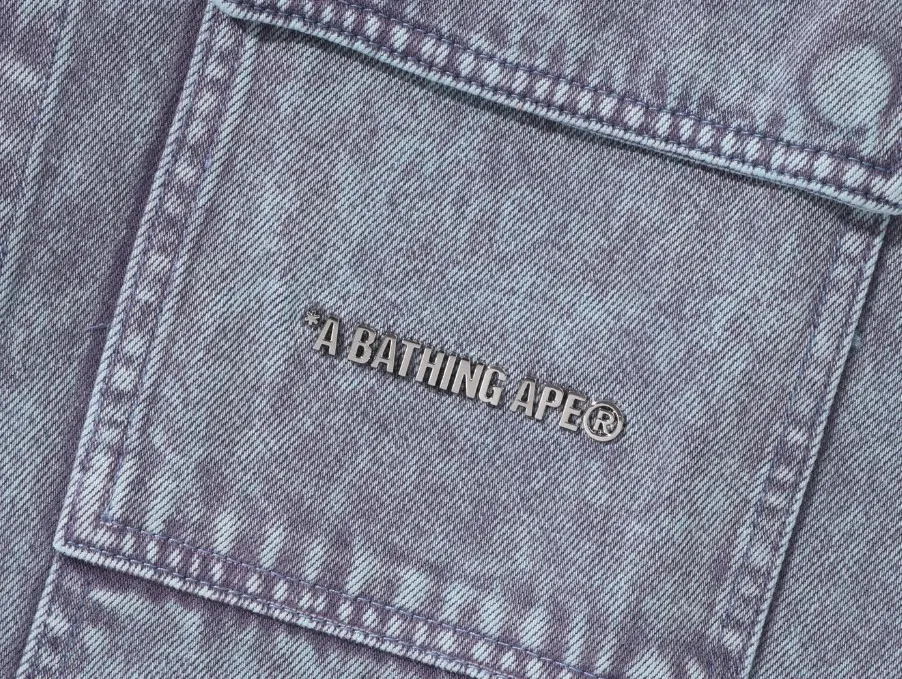 A BATHING APE  |Button-down Camouflage Denim Street Style Long Sleeves Plain