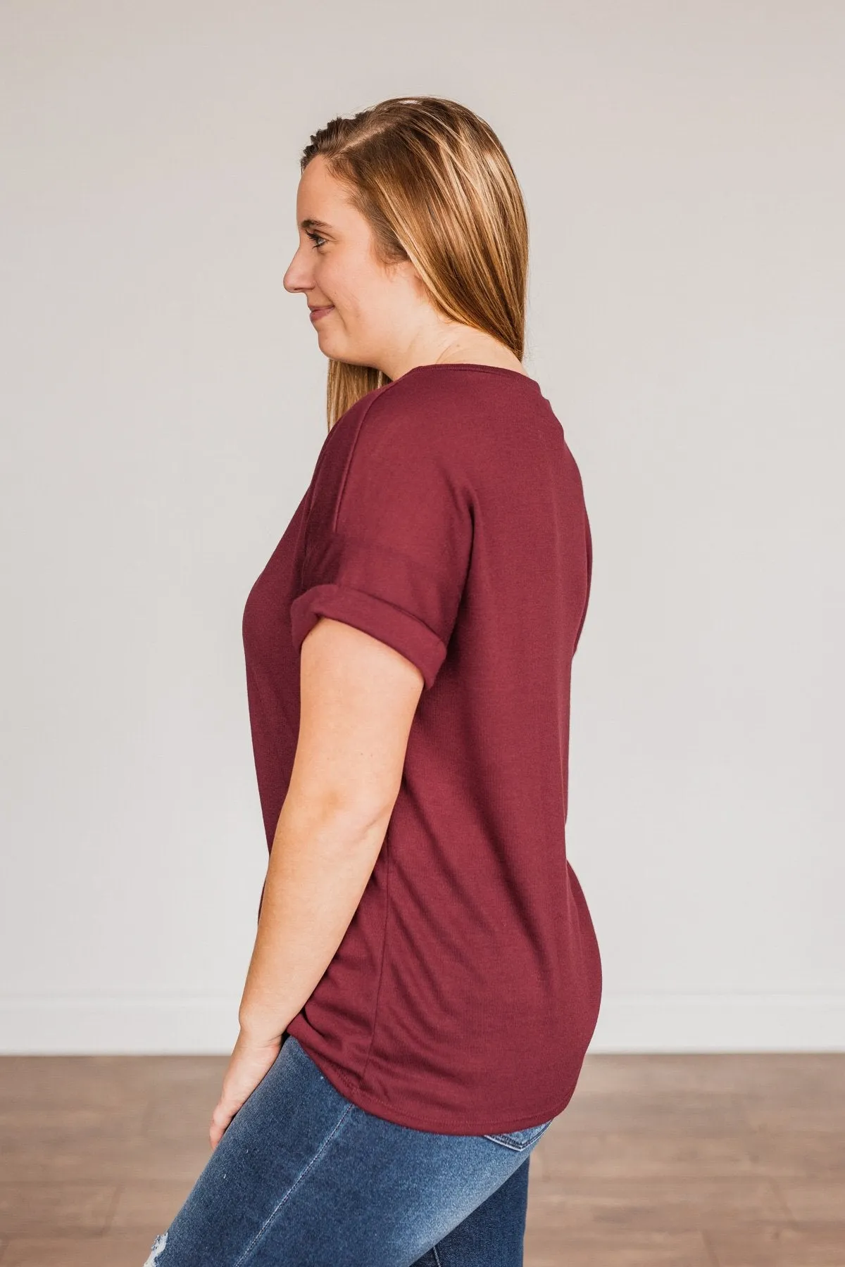 Above And Beyond Short Sleeve Shirt- Burgundy