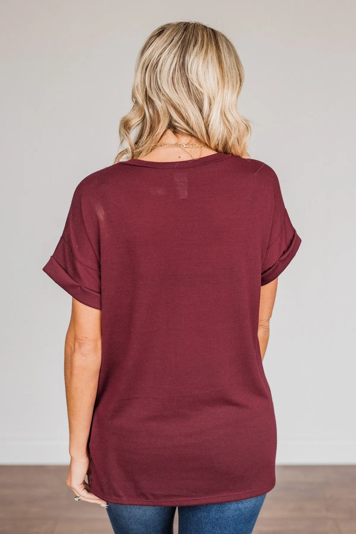 Above And Beyond Short Sleeve Shirt- Burgundy