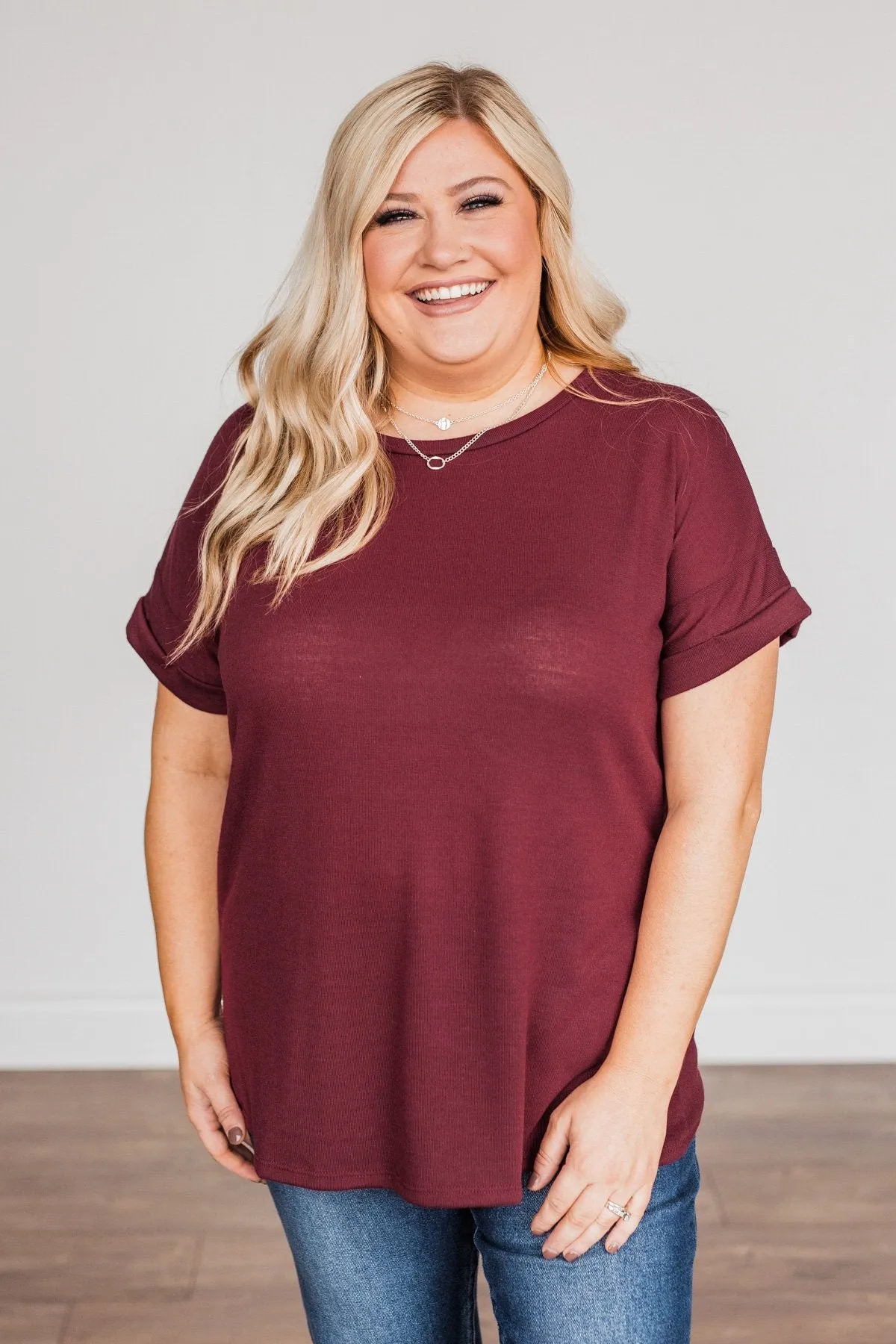 Above And Beyond Short Sleeve Shirt- Burgundy