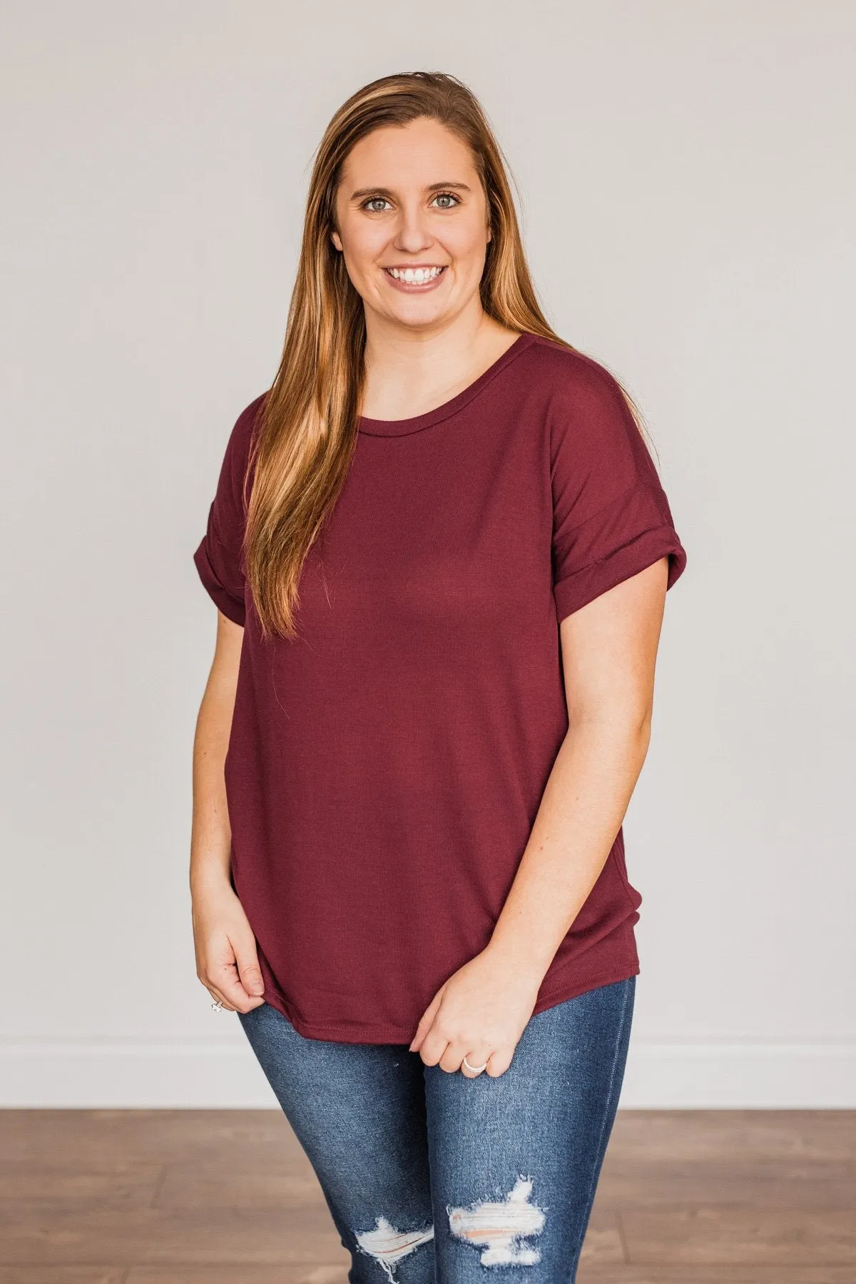 Above And Beyond Short Sleeve Shirt- Burgundy