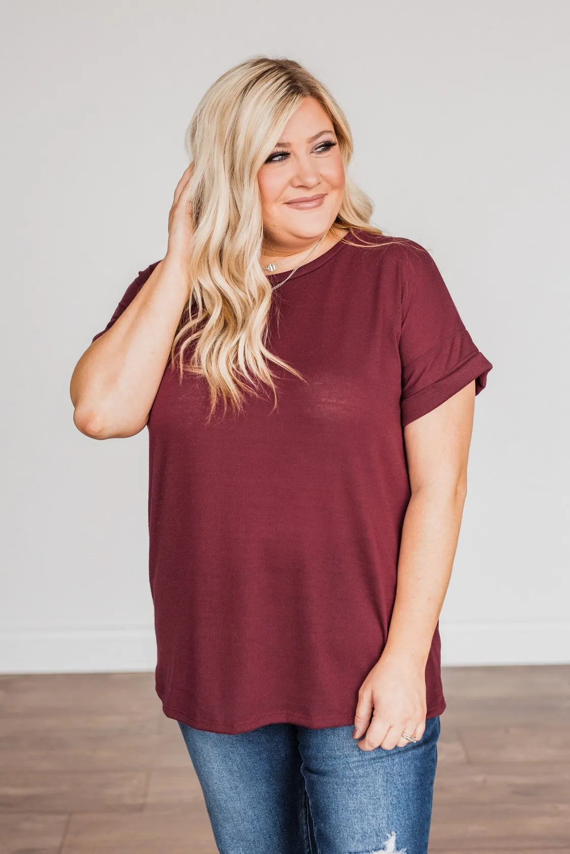 Above And Beyond Short Sleeve Shirt- Burgundy