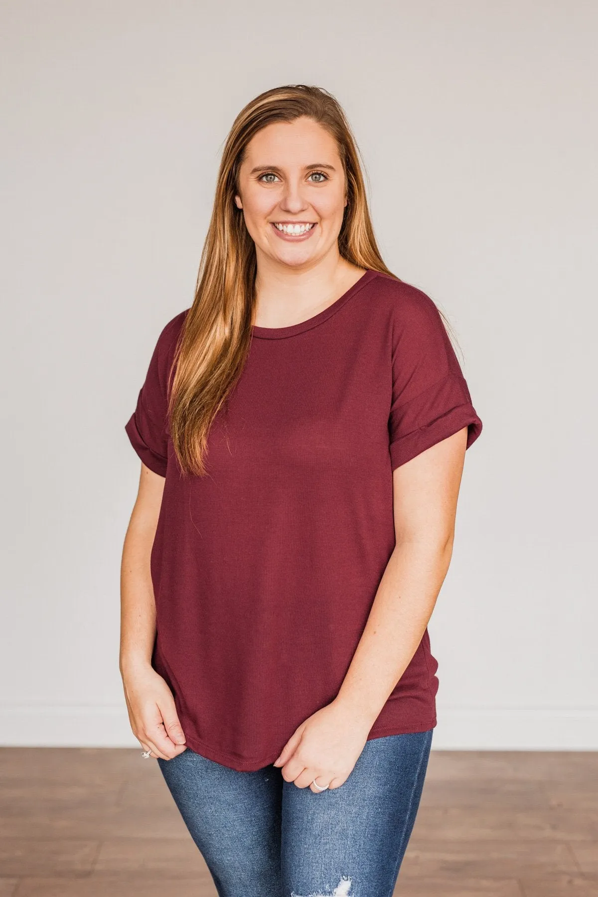 Above And Beyond Short Sleeve Shirt- Burgundy