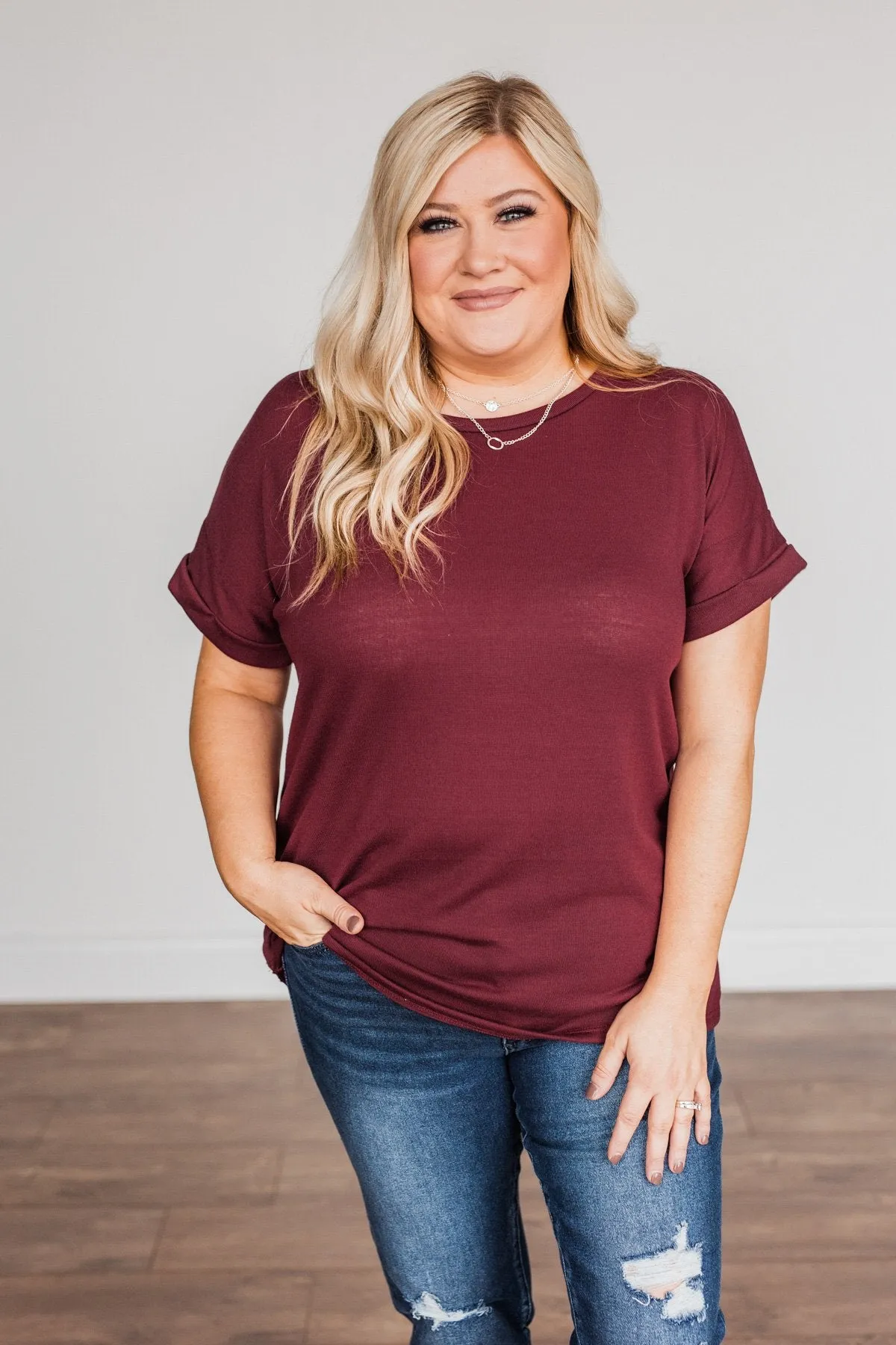 Above And Beyond Short Sleeve Shirt- Burgundy