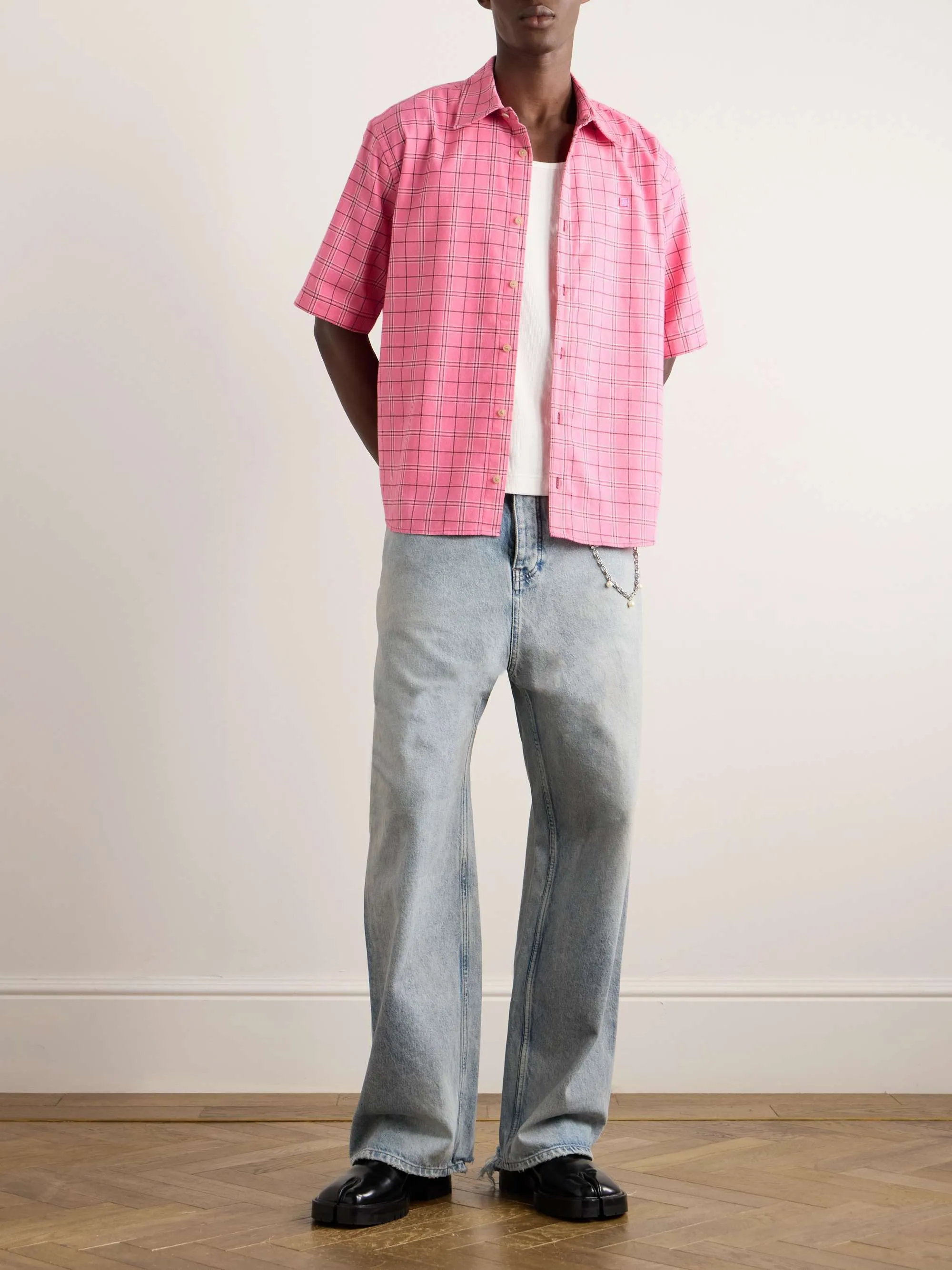 Acne Studios  |Button-down Glen Patterns Unisex Street Style Cotton