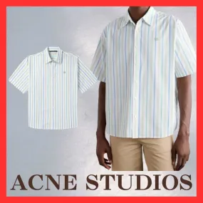 Acne Studios  |Button-down Stripes Unisex Street Style Cotton Short Sleeves