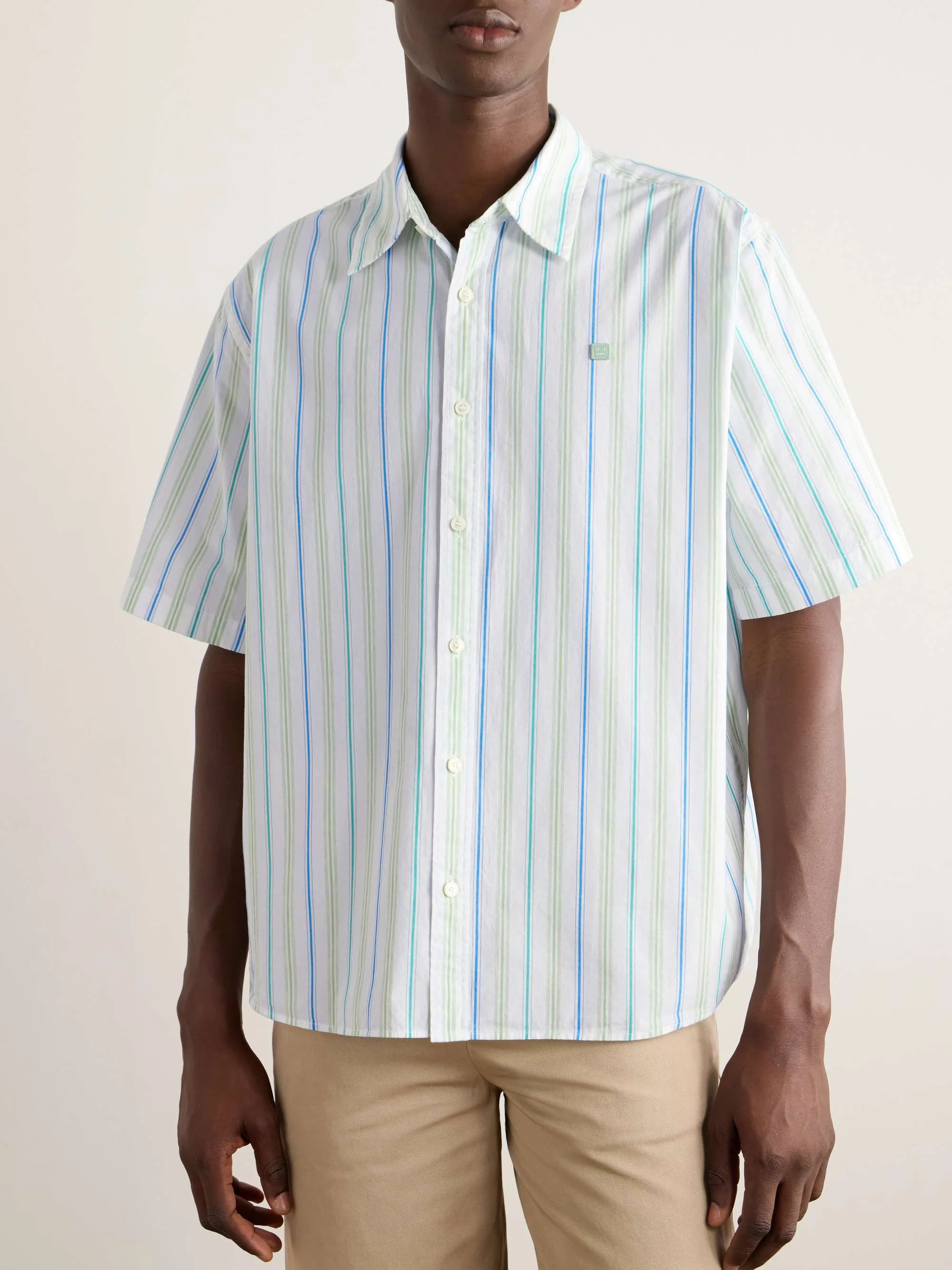 Acne Studios  |Button-down Stripes Unisex Street Style Cotton Short Sleeves