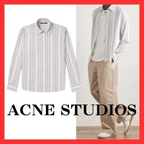 Acne Studios  |Button-down Stripes Unisex Street Style Long Sleeves Cotton