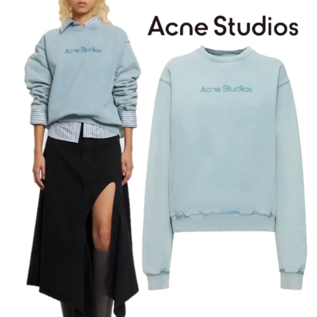 Acne Studios  |Crew Neck Sweat Street Style Long Sleeves Plain Cotton Logo