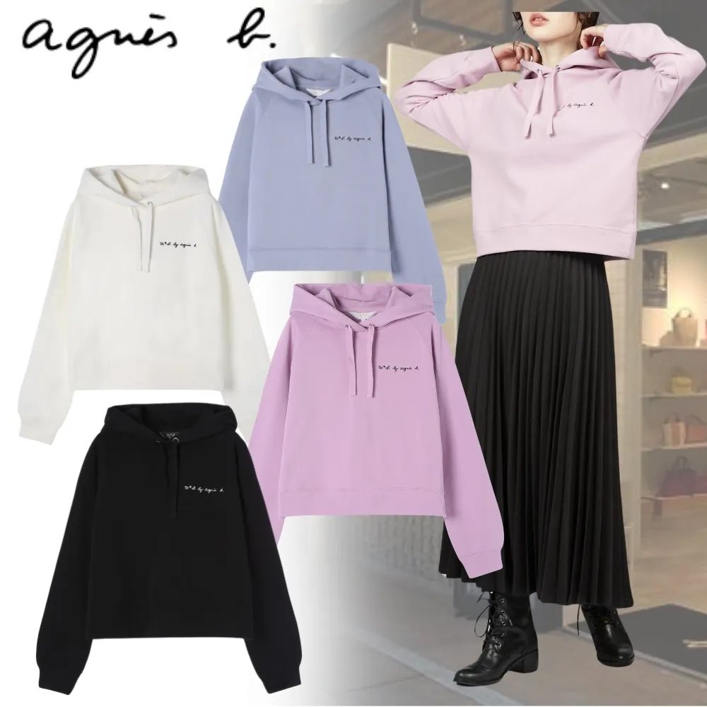 Agnes b  |Street Style Long Sleeves Plain Cotton Logo