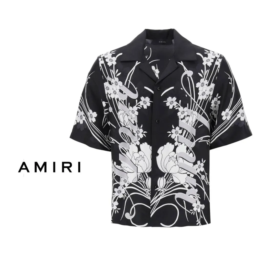 AMIRI  |Button-down Flower Patterns Monogram Blended Fabrics