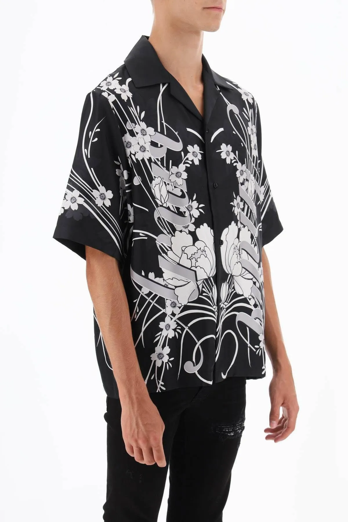 AMIRI  |Button-down Flower Patterns Monogram Blended Fabrics