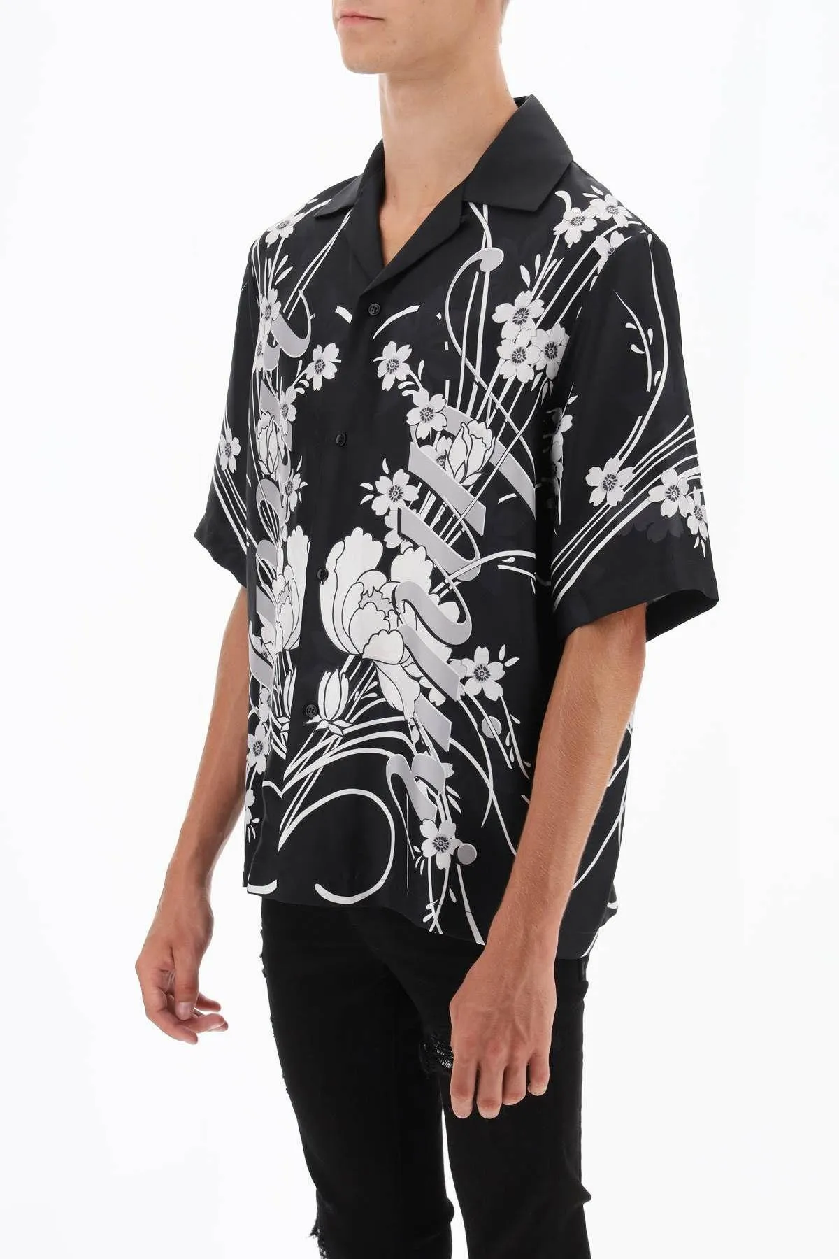 AMIRI  |Button-down Flower Patterns Monogram Blended Fabrics