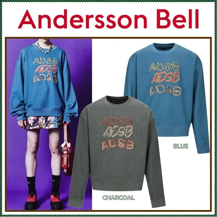 ANDERSSON BELL  |Unisex Street Style Long Sleeves Plain Cotton Logo