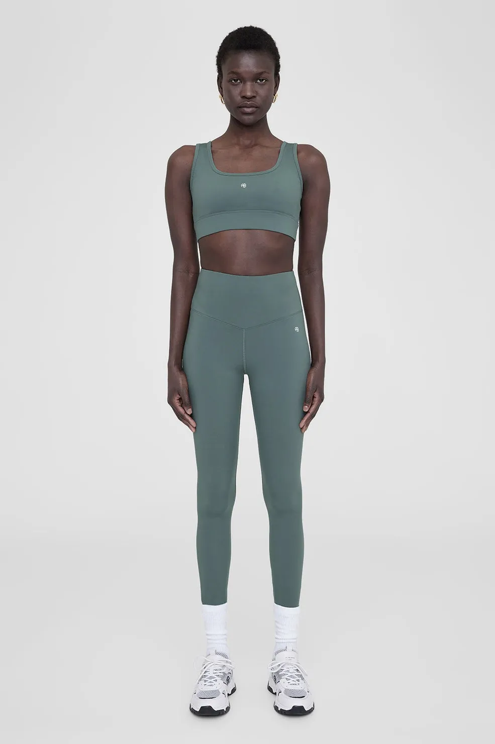 Anine Bing Blake Leggings in Dark Sage