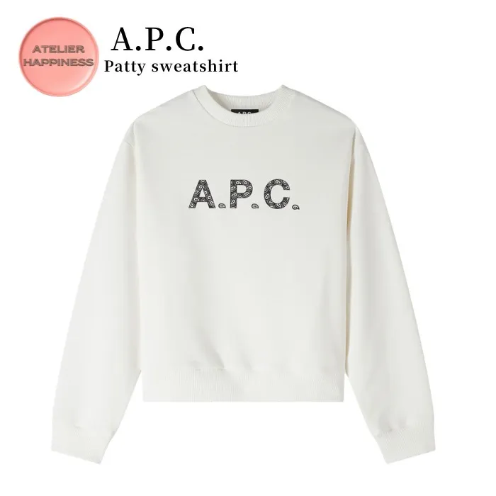 A.P.C.  |Unisex Sweat Street Style U-Neck Long Sleeves Plain Logo