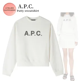 A.P.C.  |Unisex Sweat Street Style U-Neck Long Sleeves Plain Logo