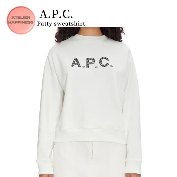 A.P.C.  |Unisex Sweat Street Style U-Neck Long Sleeves Plain Logo