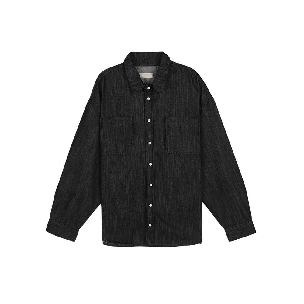 ASCLO  |Button-down Unisex Denim Street Style Long Sleeves Plain