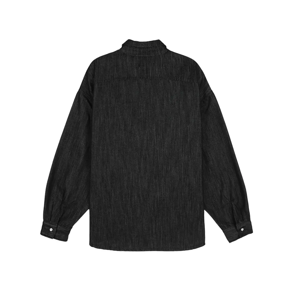 ASCLO  |Button-down Unisex Denim Street Style Long Sleeves Plain