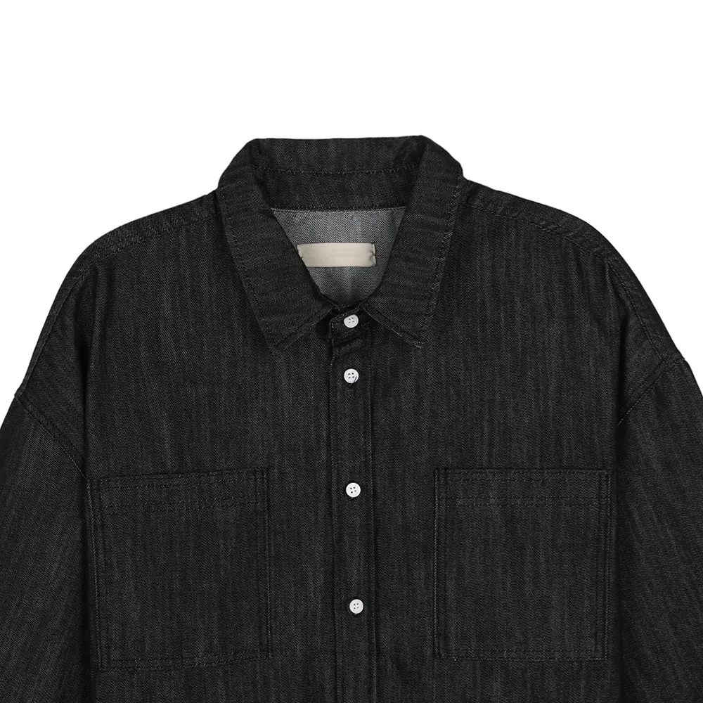 ASCLO  |Button-down Unisex Denim Street Style Long Sleeves Plain