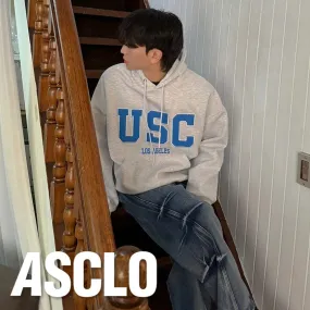 ASCLO  |Unisex Sweat Street Style Long Sleeves Cotton Oversized Logo