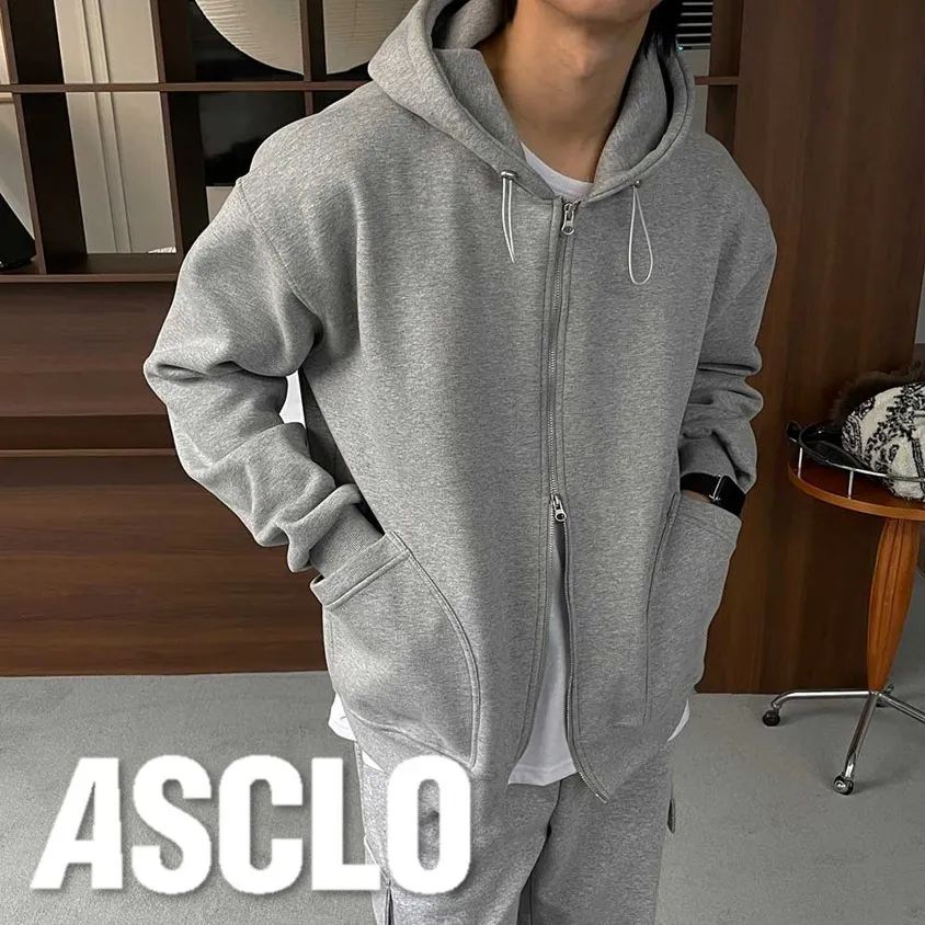 ASCLO  |Unisex Sweat Street Style Long Sleeves Plain Cotton