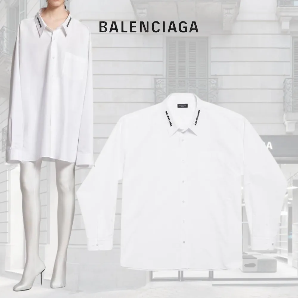 BALENCIAGA  |Button-down Unisex Street Style Long Sleeves Plain Cotton