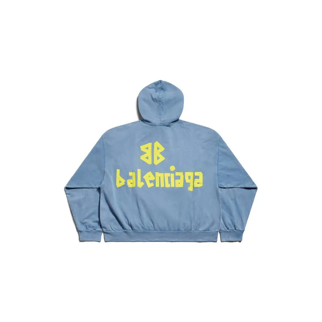 BALENCIAGA  |Men's Tape Type Ripped Pocket Hoodie Large Fit in Faded Blue