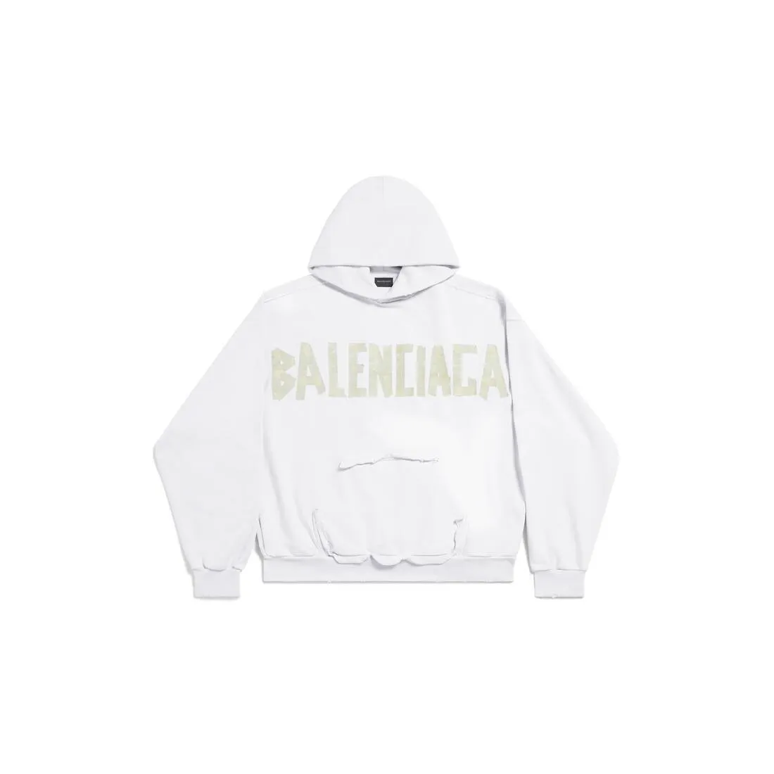 BALENCIAGA  |Men's Tape Type Ripped Pocket Hoodie Large Fit in Faded Blue