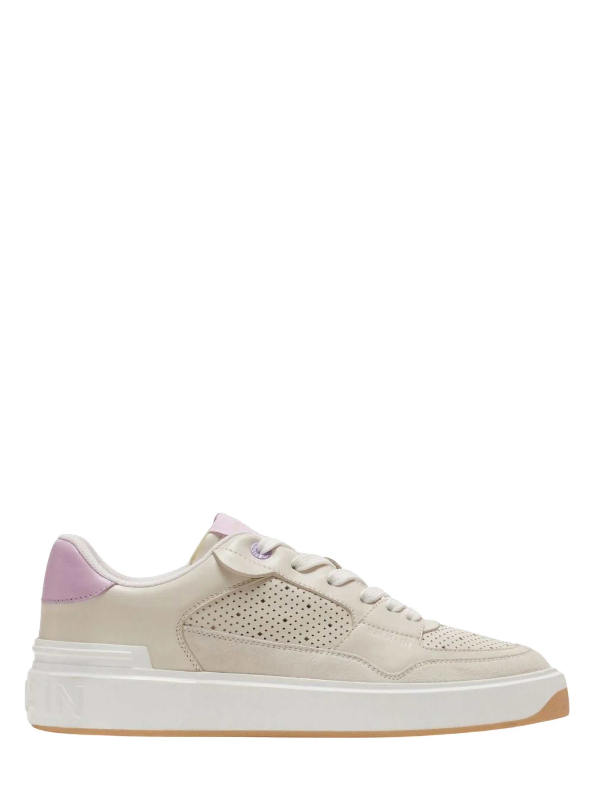 Balmain B-Court Flip Leather Trainer in Cream