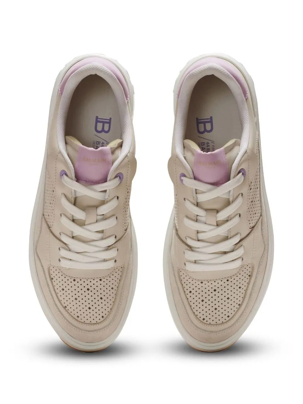 Balmain B-Court Flip Leather Trainer in Cream