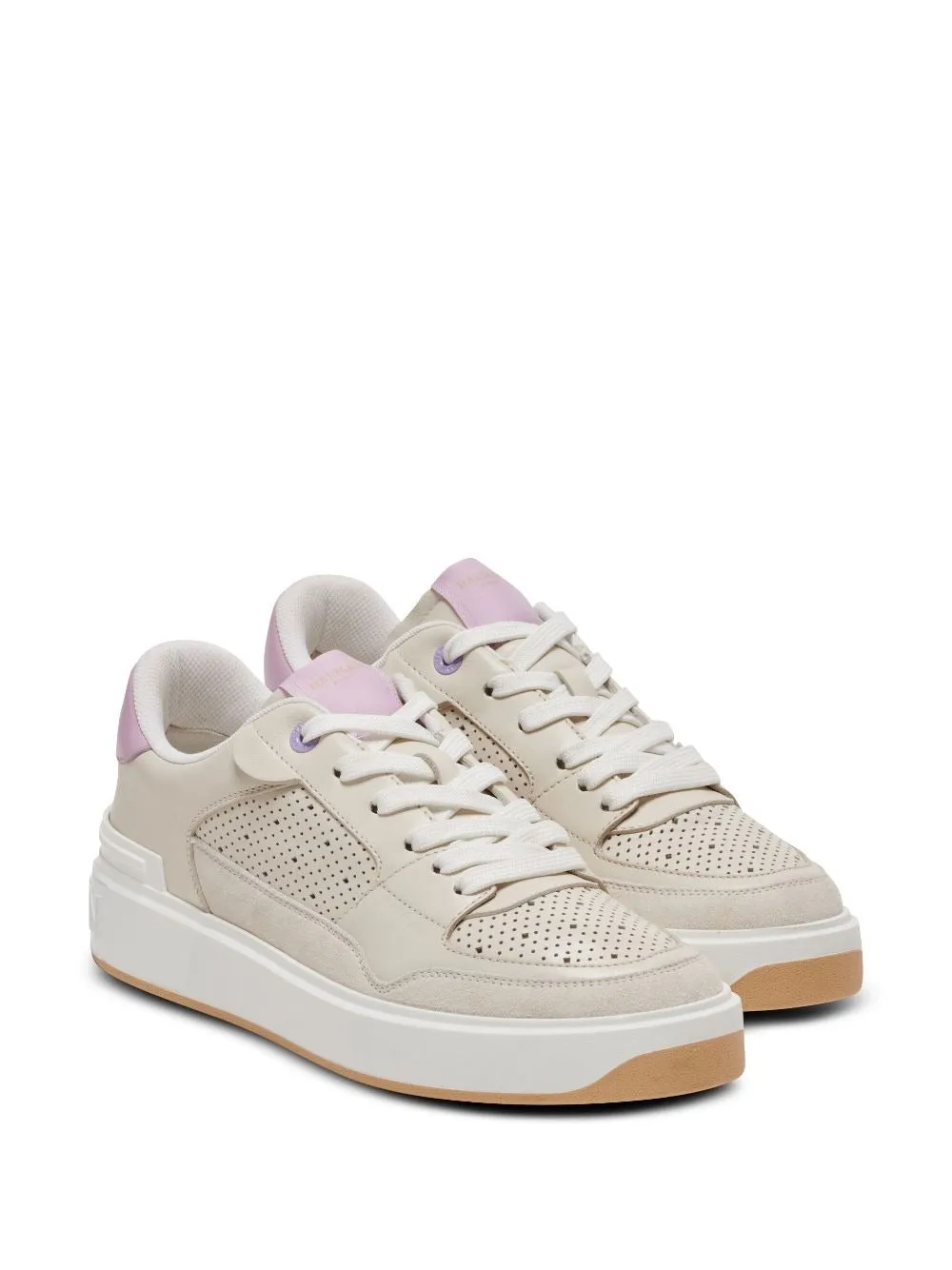 Balmain B-Court Flip Leather Trainer in Cream