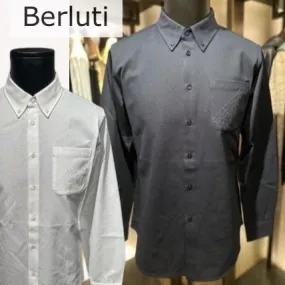 Berluti  |Button-down Street Style Long Sleeves Plain Cotton Bridal