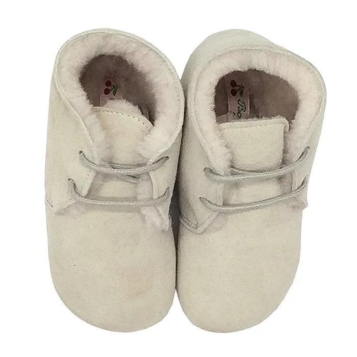 Bonpoint Baby Fur Shoes Chalk White