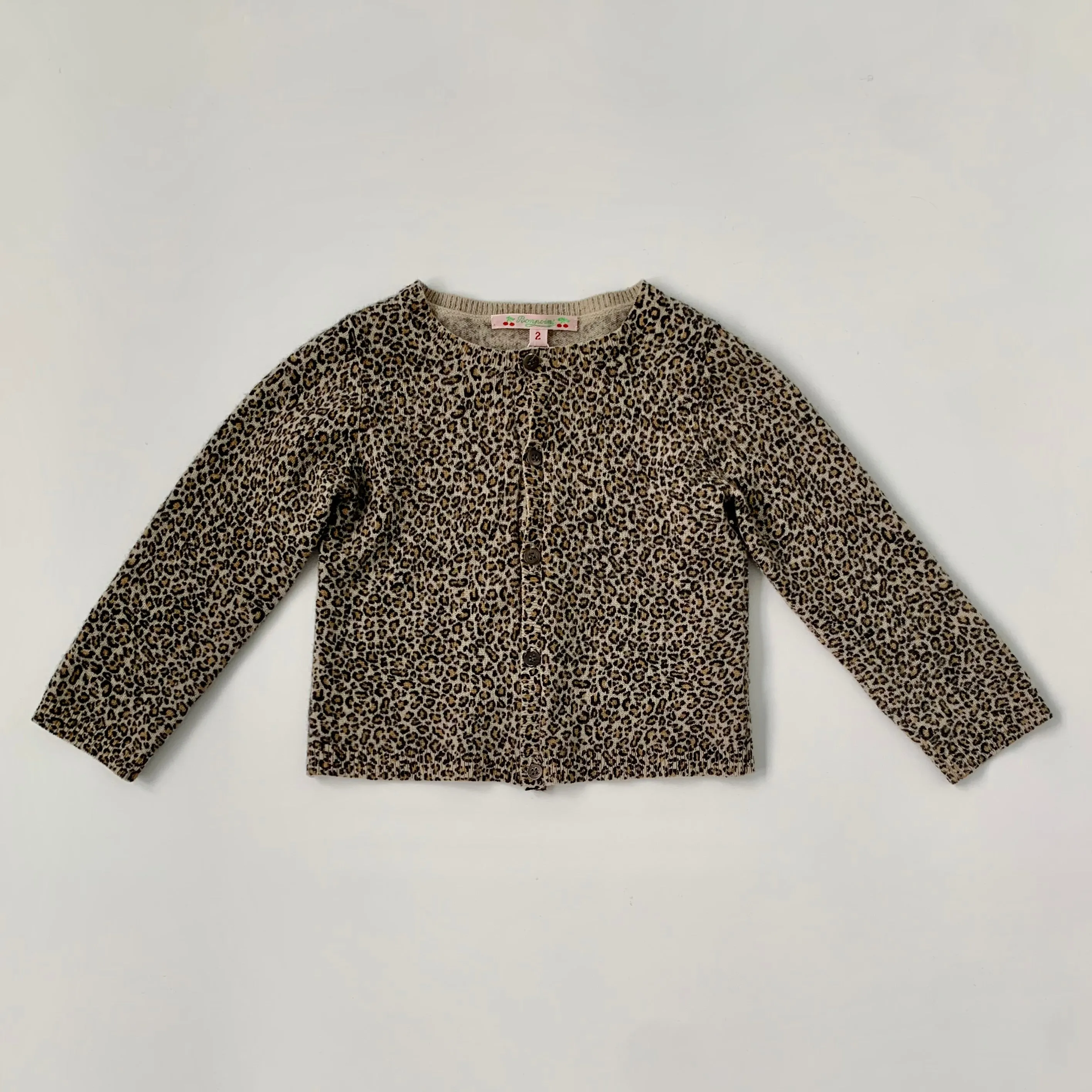 Bonpoint Leopard Print Cashmere Cardigan: 18-24 Months