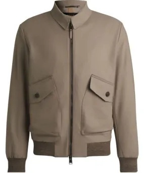 Boss Stretch-cotton jacket with ribbed trims