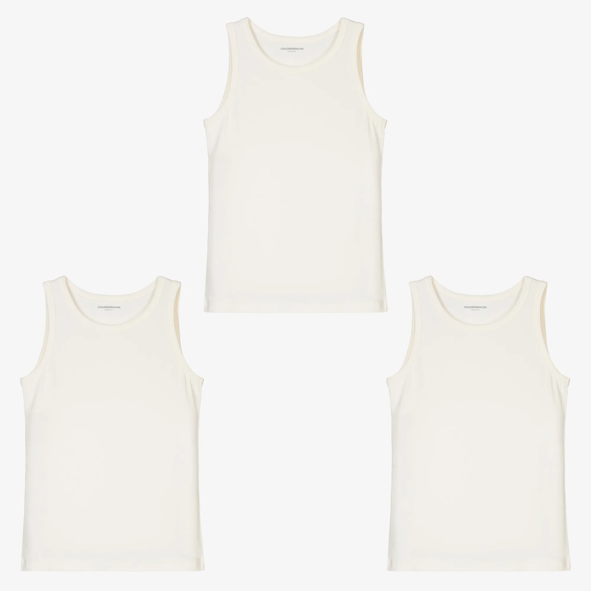 Boys White Organic Cotton Vests (3 Pack)