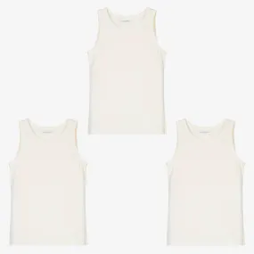 Boys White Organic Cotton Vests (3 Pack)