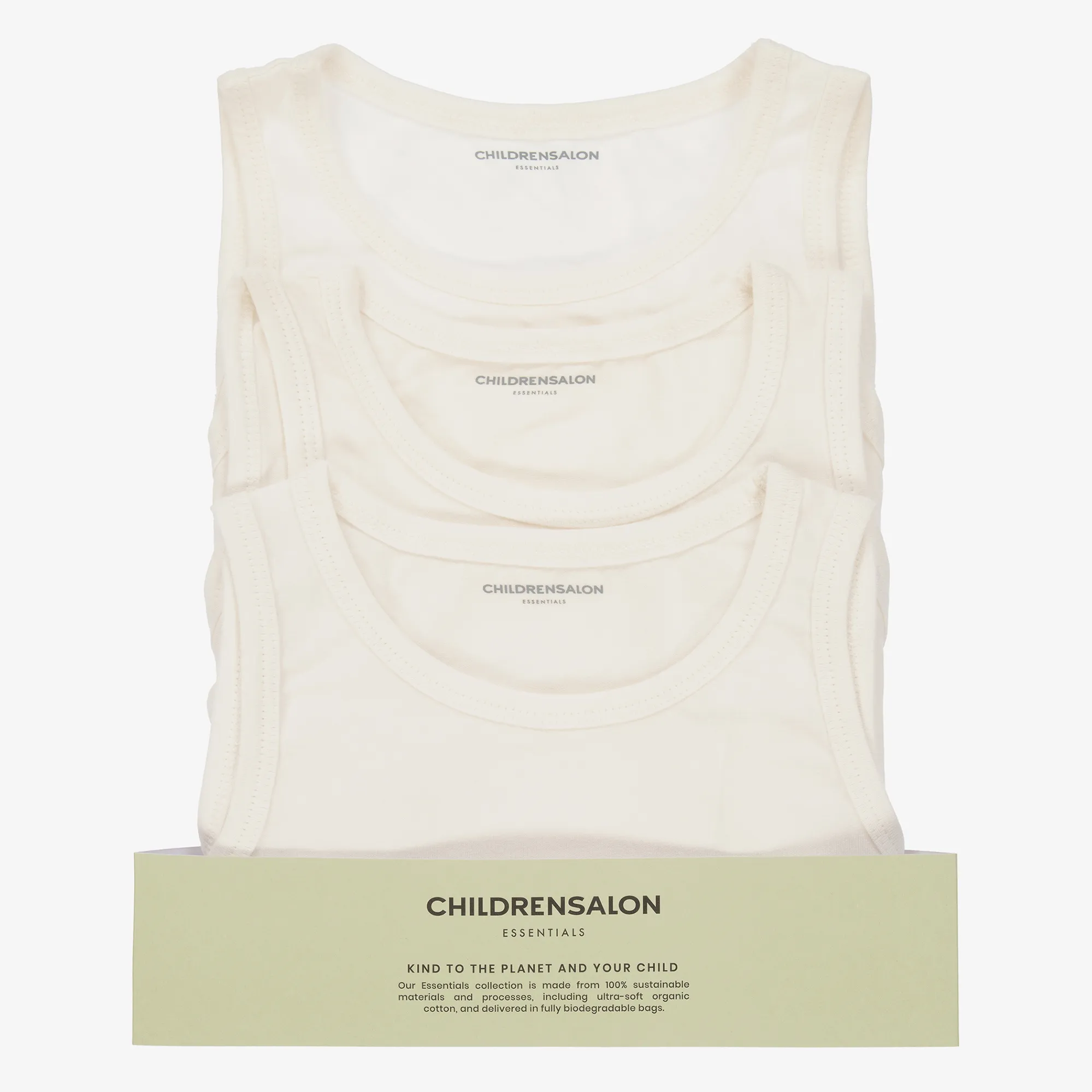 Boys White Organic Cotton Vests (3 Pack)