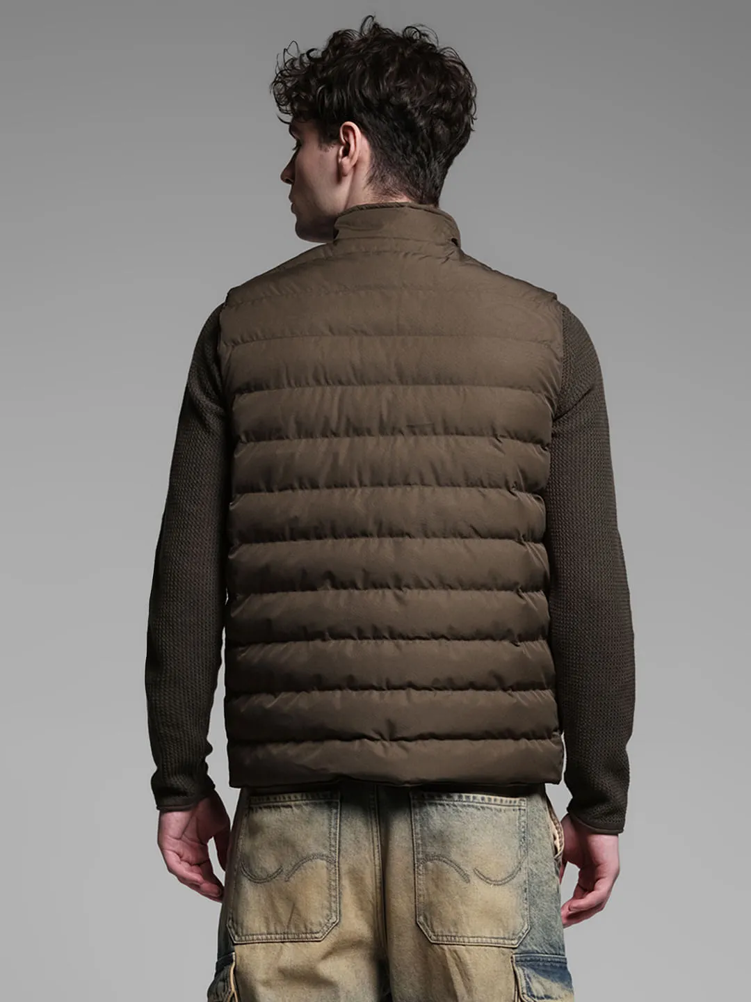 BROWN VEST PUFFER JACKET