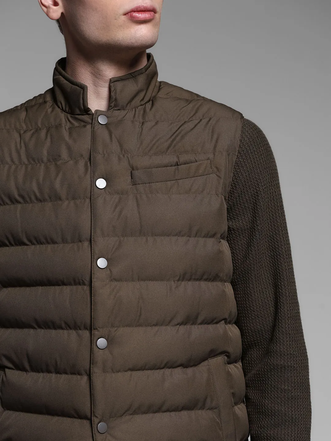 BROWN VEST PUFFER JACKET