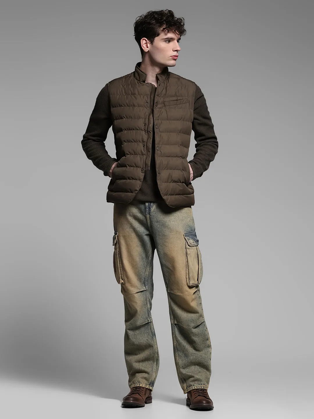 BROWN VEST PUFFER JACKET