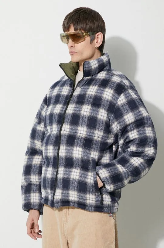 Butter Goods reversible jacket Reversible Plaid Puffer Jacket men's navy blue color BGQ423D12703