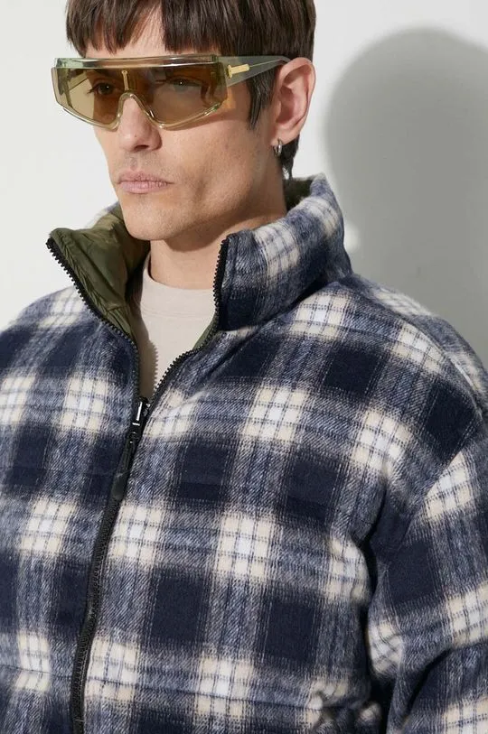 Butter Goods reversible jacket Reversible Plaid Puffer Jacket men's navy blue color BGQ423D12703