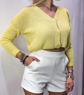 Cardigan giallo in maglia