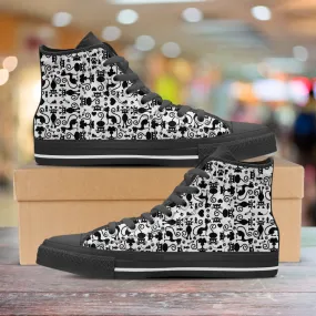 Cats High Top Shoes White Black