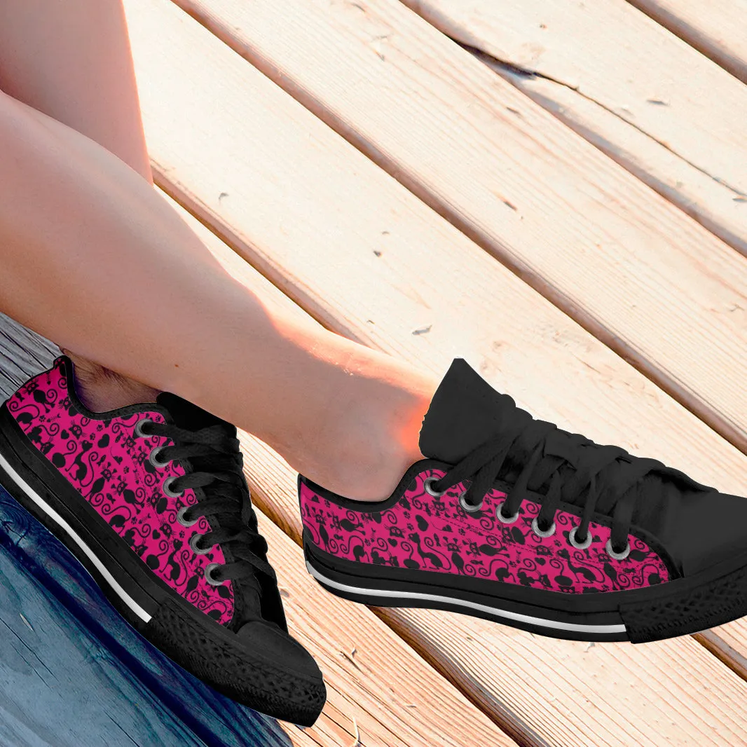 Cats Low Top Shoes Pink Black